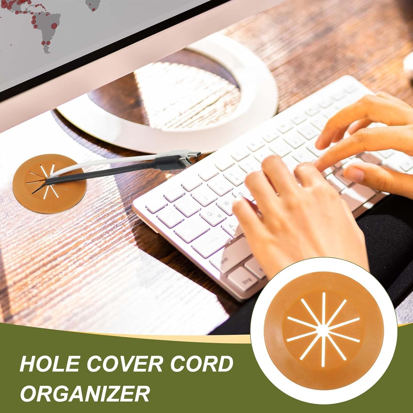 PATIKIL Desk Grommet 3-3/16", 4 Pcs Round Cable Grommet Cord Hole Cover with Adhesive Tape Flexible Table Wire Organizer for Office Home Table Countertop, White