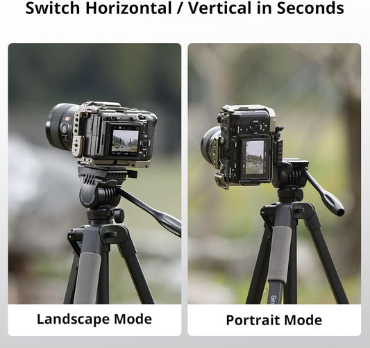 SmallRig CT-07 Aluminum Camera Tripod Stand, 63.4" Travel Tripod for iPhone and Cameras, Phone Tripods with Quick-Switch Vertical/Horizontal Mount, Adjustable Angles & Max. 4kg Load