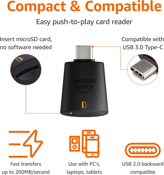 Amazon Basics Micro SD Card Reader USB-C 3.0