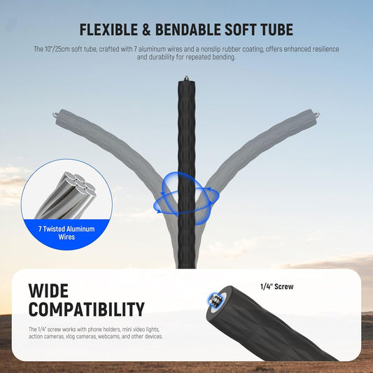 Neewer Action Camera Mount Kit with Super Clamp, Soft Tube, Adapter, Phone Holder for Flat/Round Surfaces, Compatible with GoPro, Insta360, DJI Action Camera, Smartphone