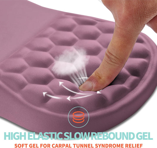 Ergonomic Mouse Pad Wrist Support with Memory Foam Massage Bulge, Carpal Tunnel Pain Relief Mousepad Wrist Rest for Mouse(12x8 inch, Dark Pink)