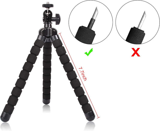 Phone Mini Tripod, Ruittos Premium Flexible Mobile Phone Tripod Stand Compatible with iPhone Samsung Go Pro, Small Digital Camera, Black