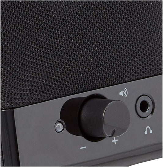 Amazon Basics USB-Powered Computer Speakers for Desktop or Laptop PC with Volume Control, Plug-N-Play, Black