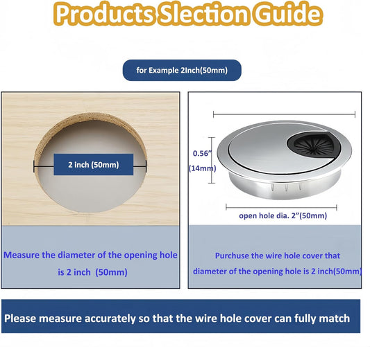 3 Pcs Satin Nickel Metal Cable Grommet, Zinc Alloy Desk Table Grommet Cable Cord Hole Cover for Home and Office, Fits 2inchs Hole 50MM Brushed Silver