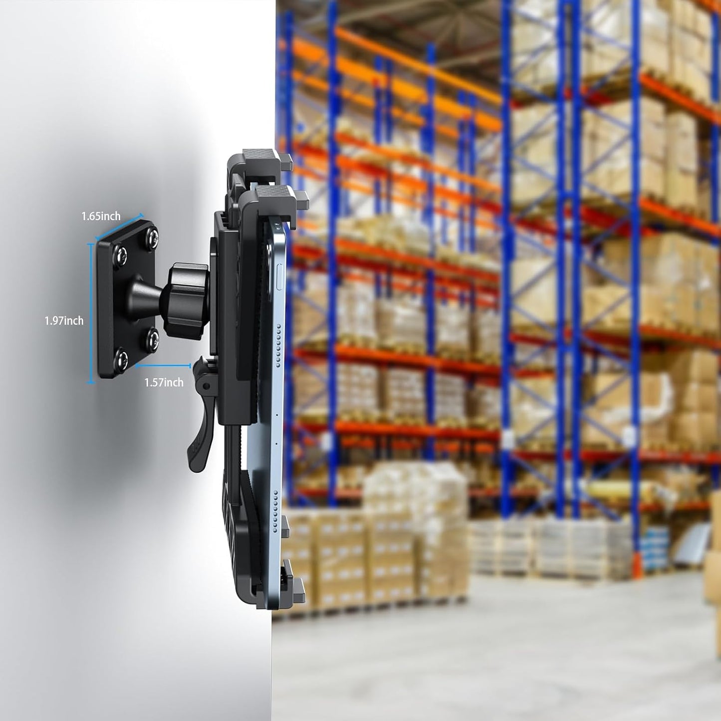 PLDHPRO Tablet Wall Mount, 360° Rotation Universal iPad Holder Stand Compatible with Galaxy Tab, Surface, Fire HD, e-Readers, 7-12.9'' Tablets for Kitchen, Bathroom, Warehouse, Drilled Screw Mounted