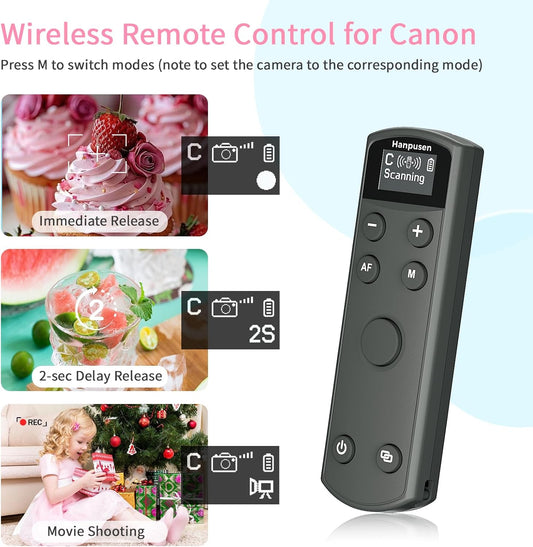 for Canon Rechargeable Camera Remote Control,Wireless Shutter Release Compatiable with EOS R,R5,R6,R50,R100,M6 Mark II,G5X Mark II,G7X Mark III,Rebel T7i,T8i,SL2,SL3,M50,M200;Replaces BR-E1
