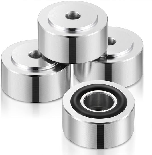 Facmogu 4PCS Silver Aluminum Alloy Speaker Isolation Feet, Turntable Isolation Pad for Reduce Vibration & Resonance, Speaker Spike Pads with Non-Slip Rubber Ring for Amplifier HiFi Devices Recorder CD