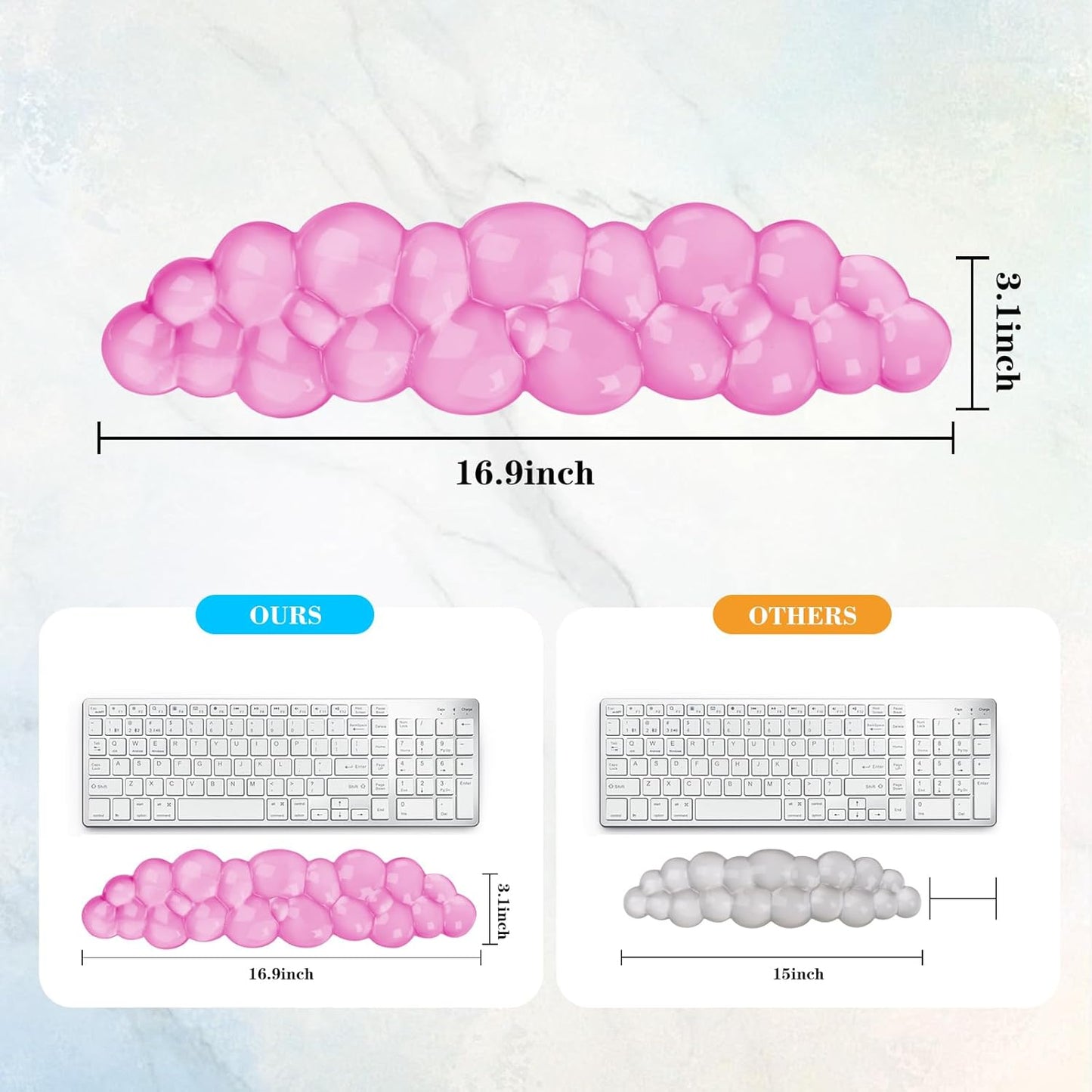 Gel Cloud Keyboard Wrist Rest, Cute Wrist Support and Arm Support Keyboard Rest for Keyboard Typing Pain Relief,Suitable for Office/Computer/Laptop/Gaming(Keyboard Wrist Rest Pink)