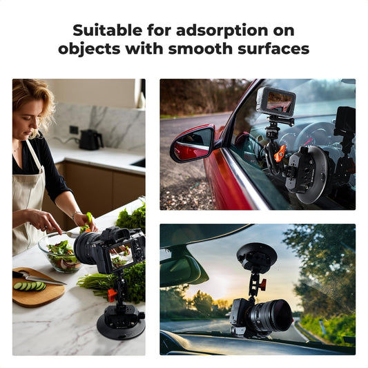 K&F CONCEPT 4.5" Suction Cup Camera Mount with Magic Arm, ARRI Style 1/4" 3/8" Threads, Quick Release Car Mount Compatible with Gopro DJI Insta360 for DSLR Action Camera Phone Video Shooting