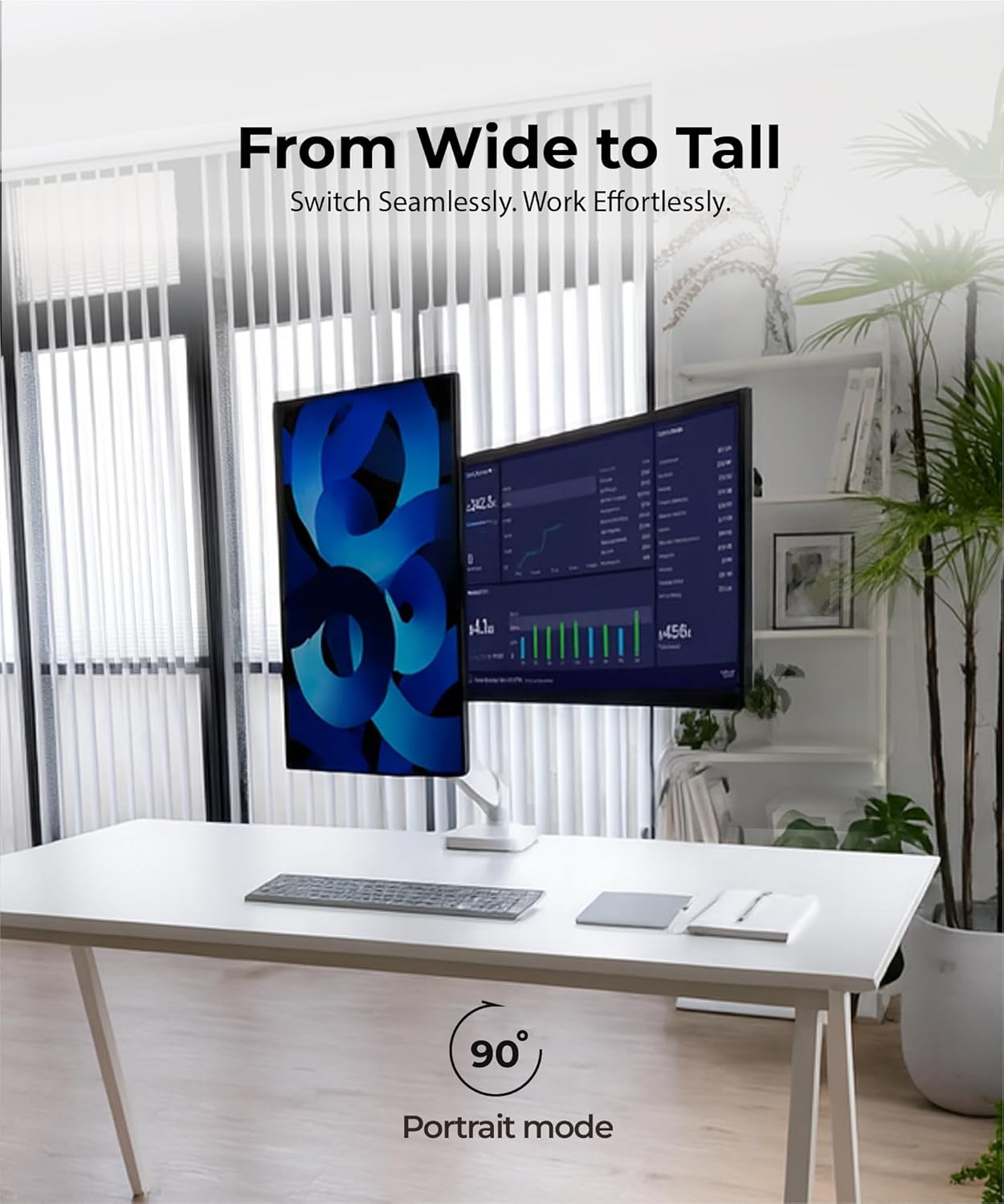 Dual Monitor Arm Desk Mount with Gas Spring & USB Charging, Fits 17–32” inches Screens up to 33 lbs, VESA 75x75/100x100, Crossbar Handle for Easy Adjustment, Black, Dual