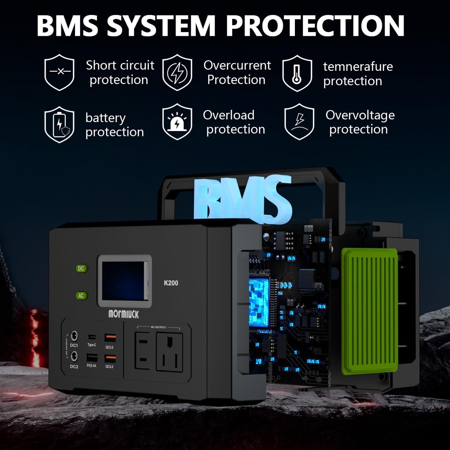 Portable Power Station 200W (400W Peak),118Wh solar power station with 110V/200W AC Outlet,32000mAh Backup Lithium Battery Generator for Home Backup Outdoor Emergency RV