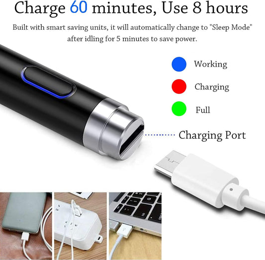 Stylus Pen for iPad, DOGAIN Active Pencil for Touchscreen with Dual Touch Function, Active Digital Fine Point Pen Compatible with Apple iPad/Pro/Air/Mini/iPhone/Samsung//iOS/Android and More - Black