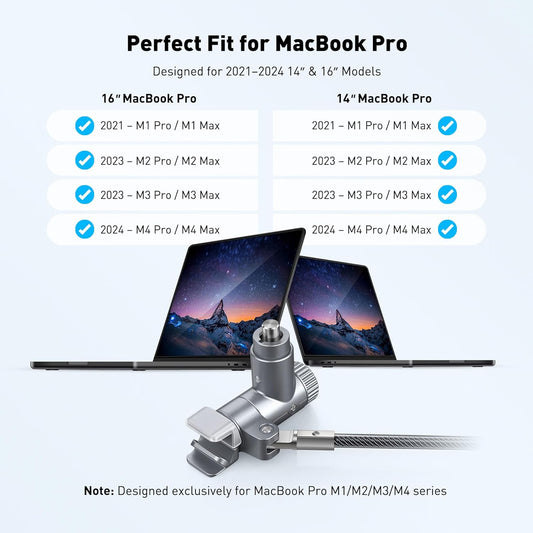 AboveTEK Laptop Locking Cable for MacBook Pro 14/16 (2021–2024), Anti-Theft Keyed Laptop Security Lock, 6.56ft Cut-Resistant Steel Computer Lock Cable, Rotatable & Portable Design