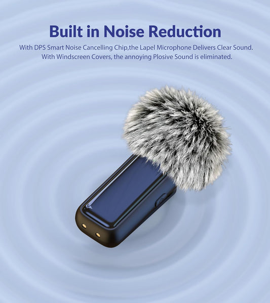 2 Pack Wireless Lavalier Microphone for iPhone 14/13/12 Lapel Mic Lightning Lav Mic with 24 H Charging Case for Video Recording Vlog TikTok Instagram - Noise Reduction 70 FT Transmission