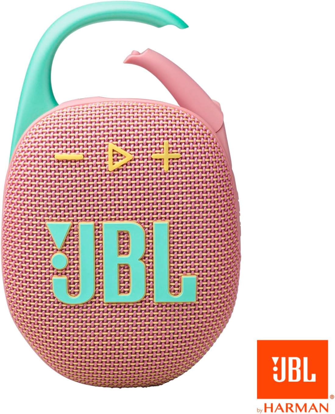 JBL Clip 5 - Ultra-Portable, Waterproof & Dustproof Bluetooth Speaker, Big Pro Sound with Punchy bass, Integrated Carabiner, Up to 12 Hours of Play, Made in Part with Recycled Materials (Pink)