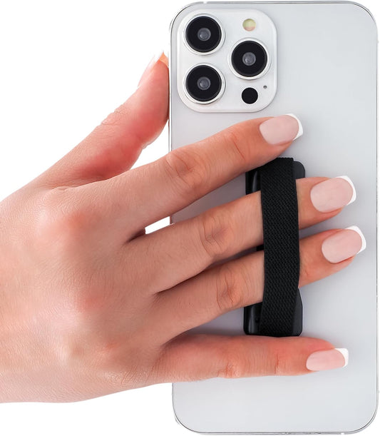 LOVEHANDLE Universal Phone Grip for Smartphones & Mini Tablets - Phone Holder for Hand - Wireless Charging Compatible - Made in The USA - Solid Black