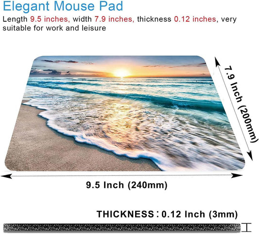Beach Sunset Mouse Pad,Cute Mouse pad,Custom Small Mouse Pads with Designs,Portable Office Non-Slip Rubber Base Wireless Mouse Pad for Laptop