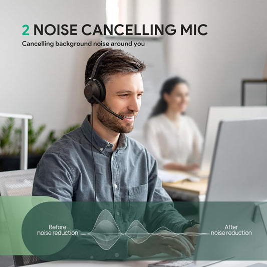 Yealink UH35 USB Headset for PC, Wired Headphones with Noise Cancelling Microphone, Certified Teams, All-Day Comfort Design, Stereo Headset for Home Office Online Meeting, Easy Mute, Busylight