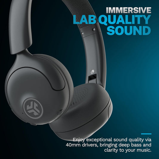 JLab Go Lux ANC Wireless Headphones, Graphite, Hybrid Active Noise Cancelling, Premium On-Ear Bluetooth Headset, Customizable Sound, Be Aware Mode, Cloud Foam Comfort, Multipoint Connection