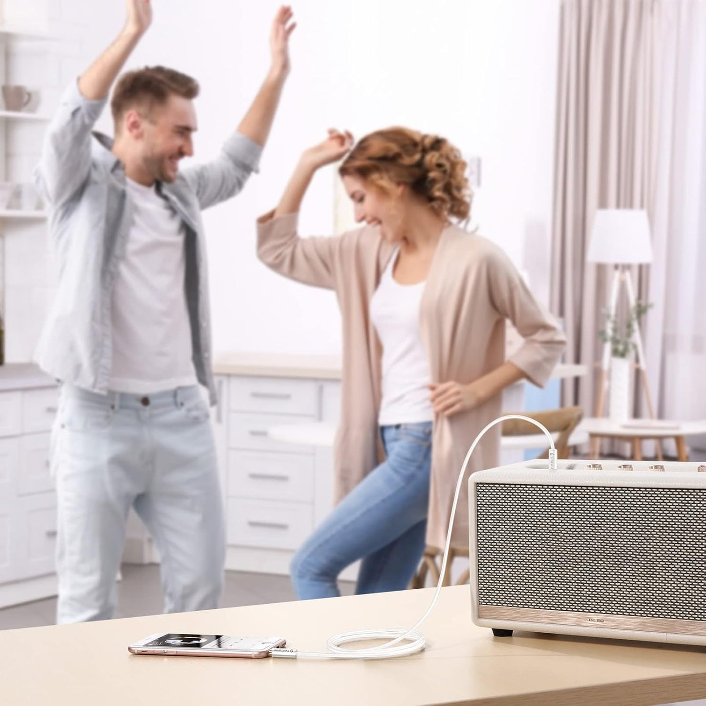 SYNCWIRE Aux Cable 3.5 mm Audio Cable - 2 m Nylon Jack Cable for Headphones, Apple iPhone iPod iPad, Echo Dot, Home/Car Stereos, Smartphones, MP3 Players and More - Silver