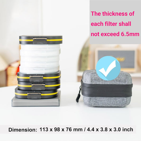 JJC Hard Shell Camera Lens Filter Case Up to 67mm (62mm 58mm 55mm 52mm 49mm 46mm 43mm 40.5mm 37mm),Water Resistant & Dustproof,Camera Filter Pouch with Microfiber Cleaning Cloth for Photography