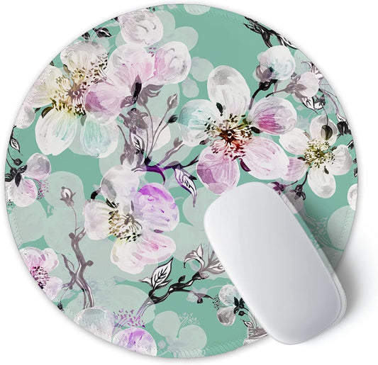 ITNRSIIET Round Mouse Pad with Stitched Edge Premium-Textured Waterproof Non-Slip Rubber Base Desktop Protection Mat Diameter 8.7 inches, Beautiful Flower Art