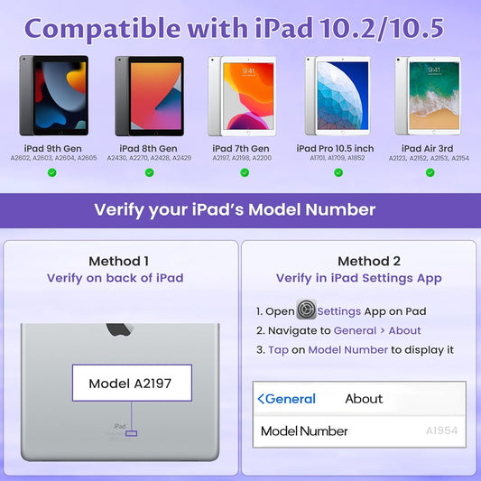 OYEEICE for iPad 9th Generation Case with Keyboard 10.2 Inch - Detachable Backlit Keyboard 360 Rotatable Cover with Pencil Holder for iPad 9th/8th/7th Gen 10.2 Inch, Air 3rd Gen & Pro 10.5" - Purple