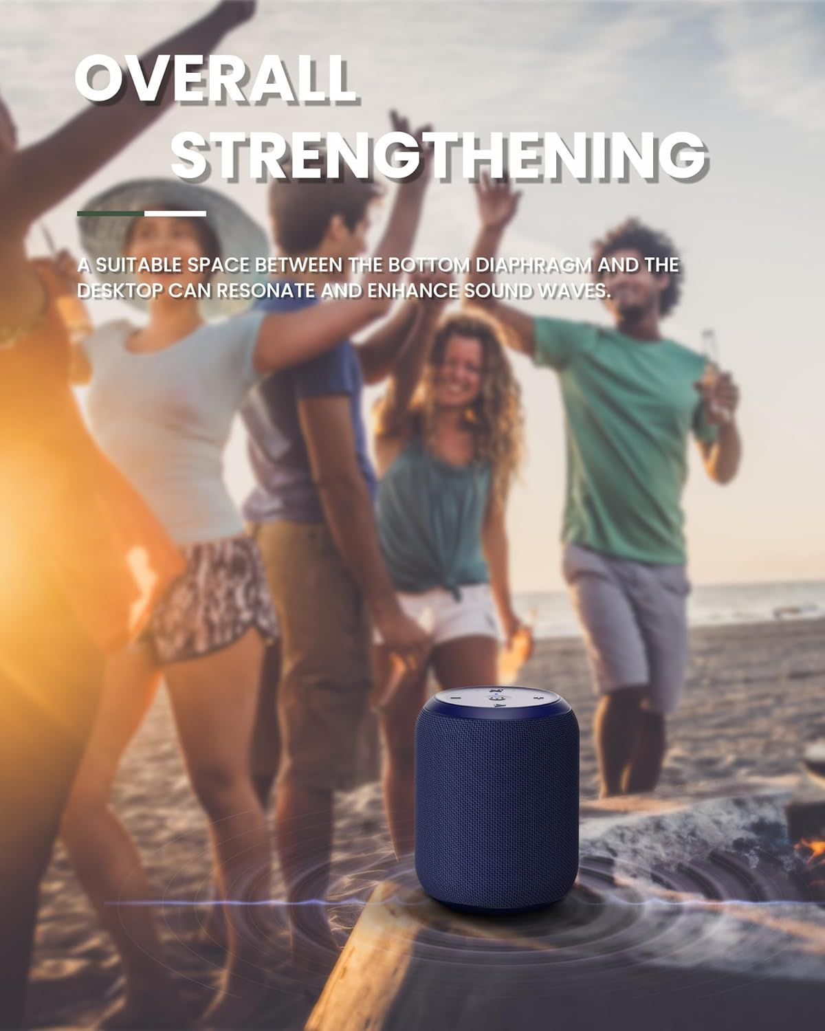 NOTABRICK Ki Bluetooth Speaker, 15W Stereo Sound, Active Extra Bass, IPX6 Water Resistant, TWS, Portable for Party, Beach, Camping