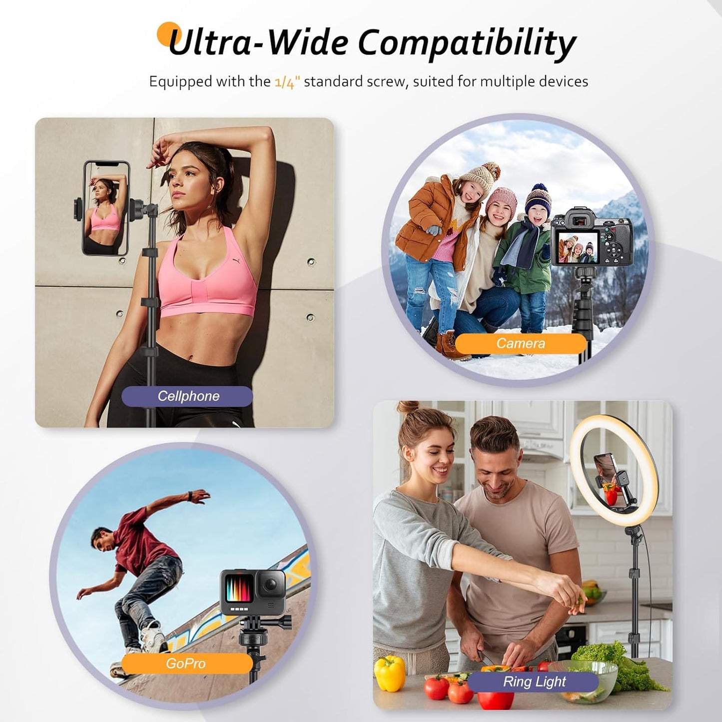 Aureday 62" Phone Tripod Accessory Kits, Camera & Cell Phone Tripod Stand with Wireless Remote and Universal Tripod Head Mount, Perfect for Selfies/Video Recording/Vlogging/Live Streaming