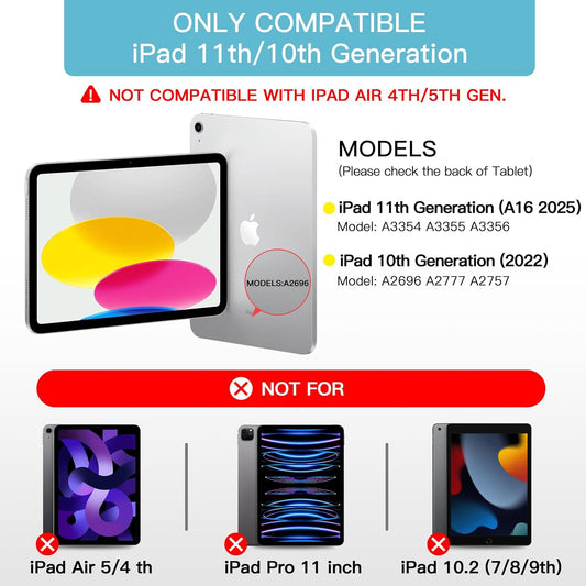 NOKBABO for iPad 11th 10th Generation Case with Keyboard, Magnetic Wireless Detachable Folio case with Pencil Holder, Keyboard for iPad 11th(A16,2025) & ipad 10th Generation(2022) - Sky Blue