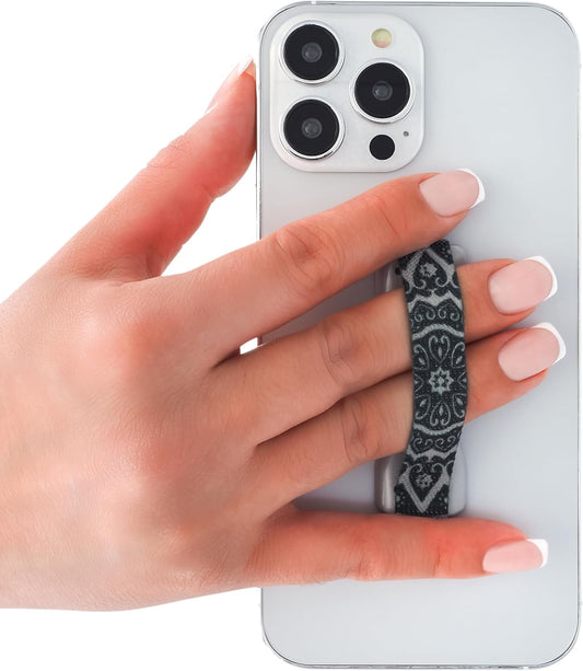 LOVEHANDLE Universal Phone Grip for Smartphones & Mini Tablets - Phone Holder for Hand - Wireless Charging Compatible - Made in The USA - Boho Silver