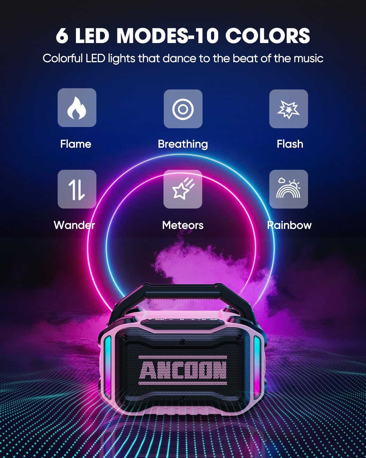 Speakers Bluetooth Wireless: 80W(Peak) Loud Speaker with Bass, 20H Playtime, IPX6 Waterproof, Large Jobsite Speakers for Work, Outdoor, Workshop, Garage, Portable Speaker with TWS (Pink)