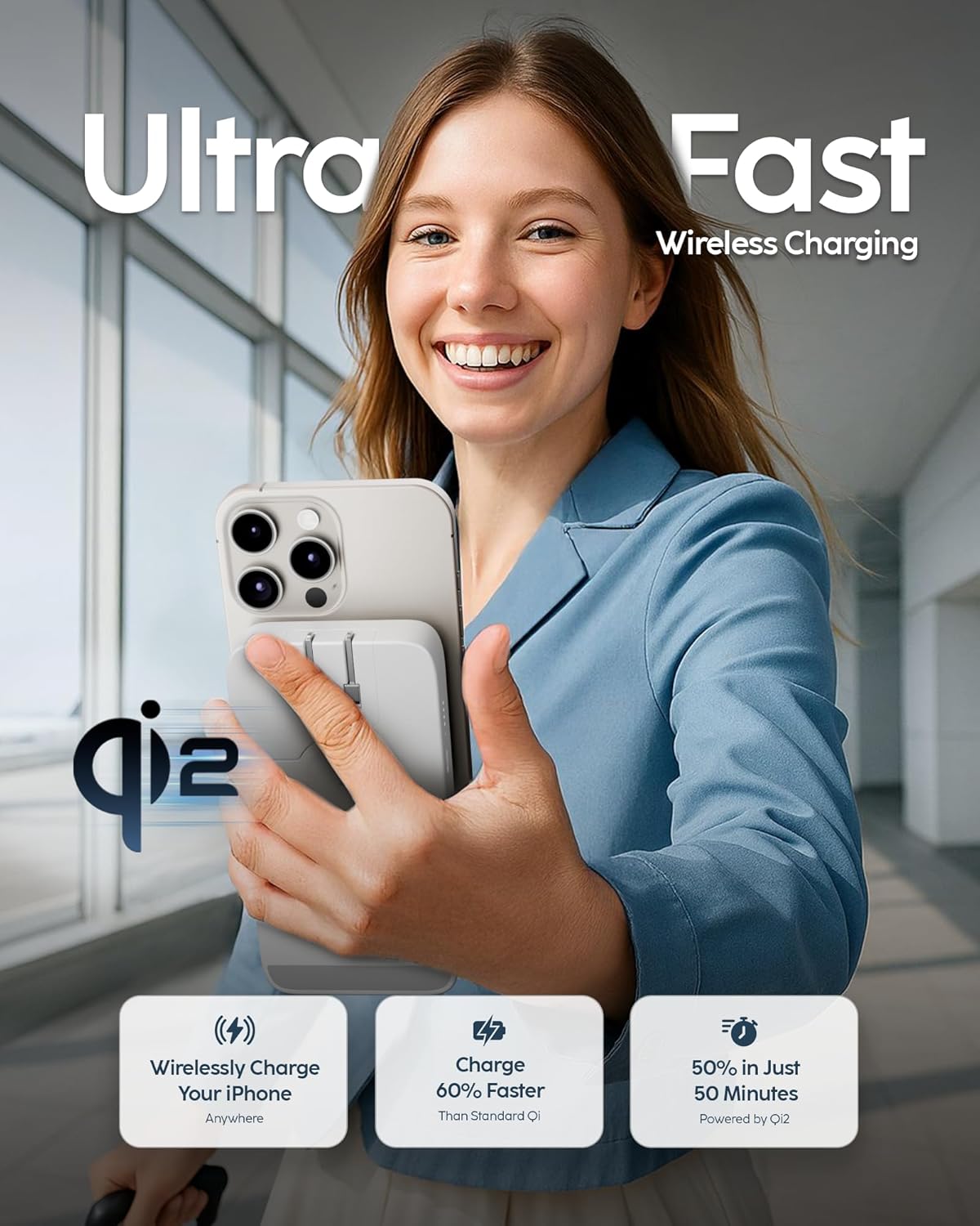 myCharge EcoHub 3 in 1 Apple Charging Station & Magsafe Battery Pack | Wireless Charger for iPhone, iWatch, AirPods | Magnetic Portable Charger with Wall Plug | Travel-Ready & Foldable