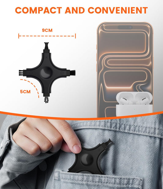 Port Cleaning Kit for iPhone, CODOGOY Charging Port Cleaner Tool with Soft Brushes for Lightning & USB-C, All Devices Cleaning Tool - Black