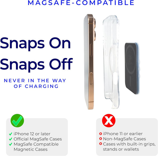 The Clingy Thingy Magnetic Sticky Phone Grip - Removable iPhone Suction Grip for Hands-Free FaceTime - Workouts, Influencers & Content Creator Essentials, Compatible with iPhone 12-16 (Black)