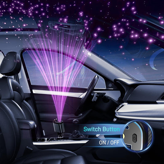 Fast Car Charger 4 in 1 Retractable Car Charger 69W with Starry Light,USB-C Fast Car Accessories,Compatible with All iPhones All Android Phones (GreyLightning+USB-C & PurpleLight)