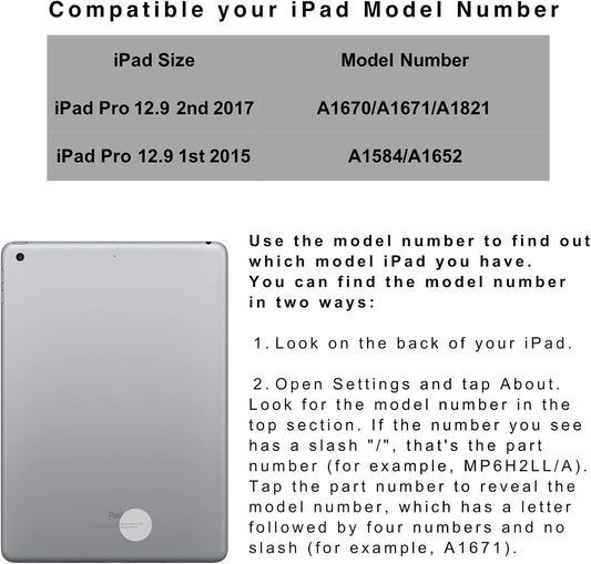 iPad pro 12.9 Keyboard case 2017 2nd 2015 1st Generation,360 Rotatable Wireless Keyboard Smart Folio 180 Swivel Stand Hard Shell Cover Auto Sleep/Wake up Rose Gold