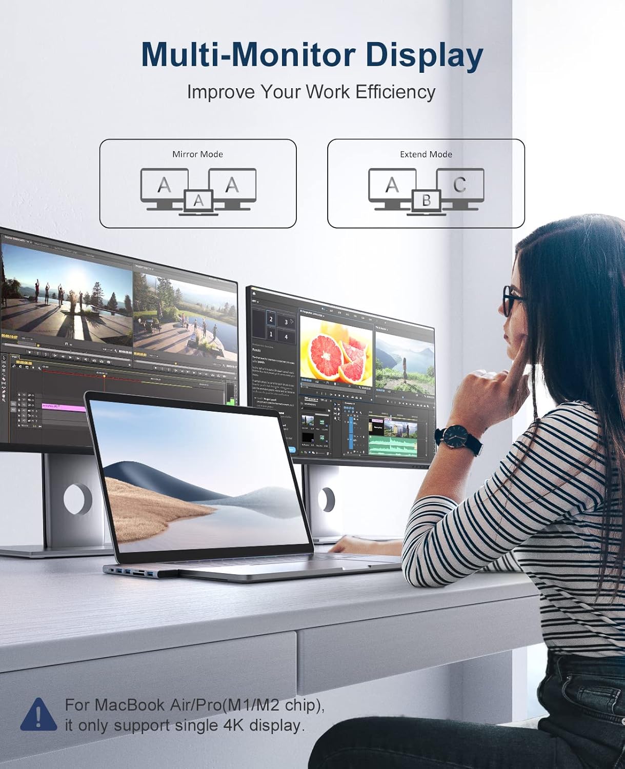 USB C Hub Adapter MacBook - UtechSmart 7 in 2 MacBook Pro/Air Accessories Multiport Adapter with Thunderbolt 3 Port, 100W PD 4K@30Hz, 40Gbps 4K HDMI, 3*USB3.0 Data Port SD and MicroSD Card Reader