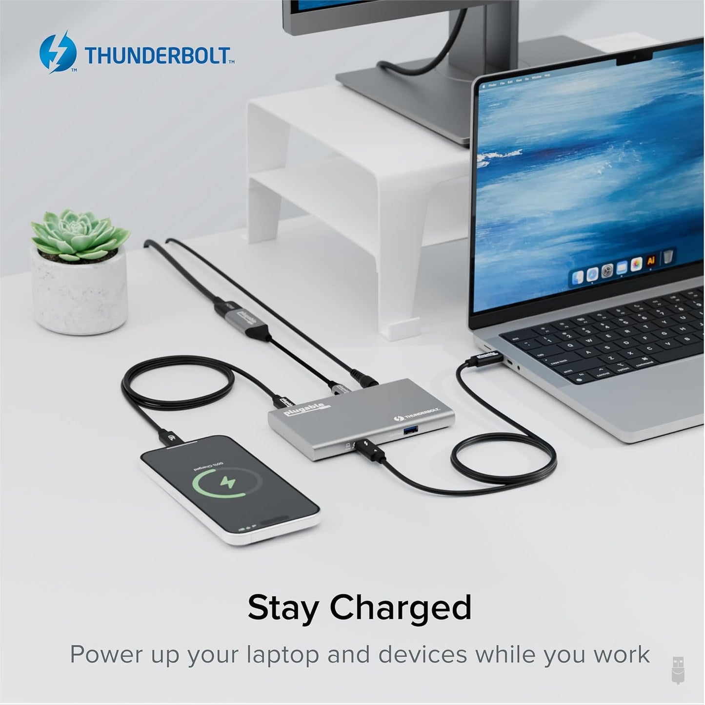 Plugable 5-in-1 Thunderbolt 4 Hub,Single 8K or Dual 4K Display, 4K HDMI Adapter Included, Thunderbolt 4/3, USB4,USB-C Expansion for Modern Mac and Windows Systems, Driverless