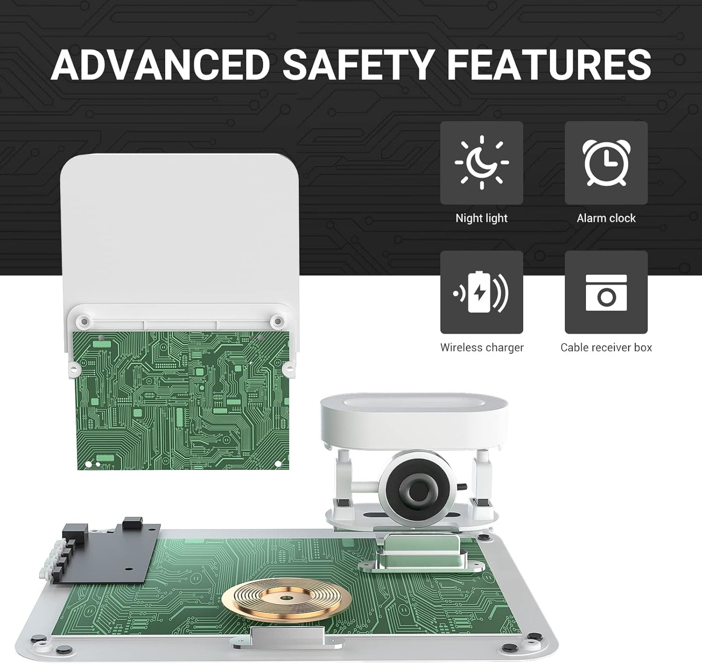 Wireless Charging Station, 7 in 1 Charging Station, Alarm Clock with Wireless Charger, Night Light, iPhone 12/13/14/15/16 Pro/Pro Max13 Mini/13 Pro Max/12 pro, AirPods