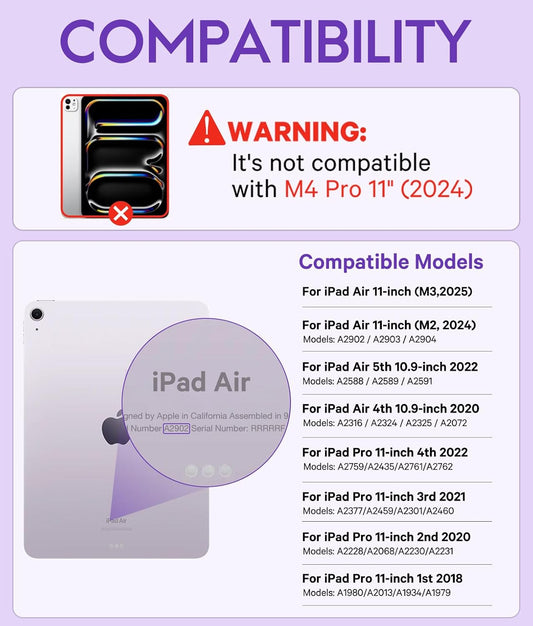 GreenLaw Keyboard Case for iPad Air 11-inch (M3 2025 / M2 2024) & Air 4th/5th Gen & iPad Pro 11 inch (1st/2nd/3rd/4th Gen), Smart Touchpad, 7-Color Backlit, Stain Resistant Cover, Light Purple