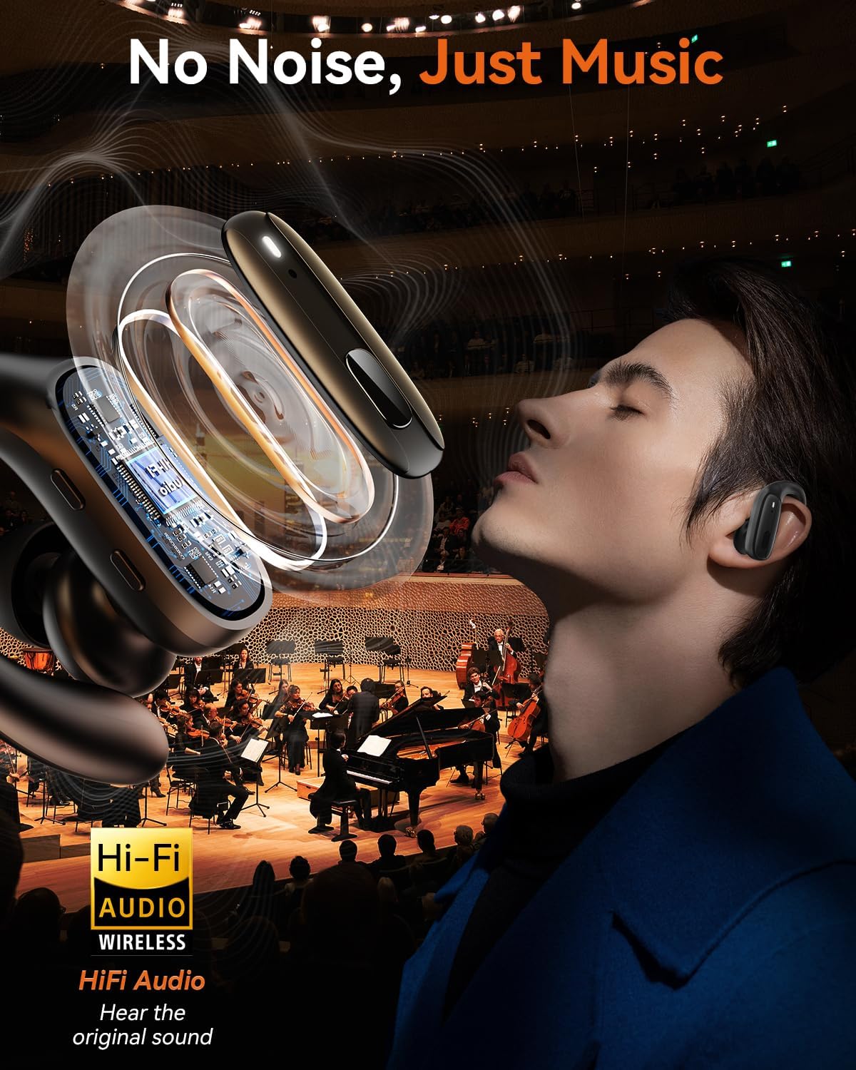 Wireless Earbuds, Sports Bluetooth 5.4 Headphones, Ear Buds with ENC Noise Canceling Mic, 80Hr Playtime Earphones, Palm-Sized, LED Power Display, IPX7 Waterproof Headset for Workout Running, Black