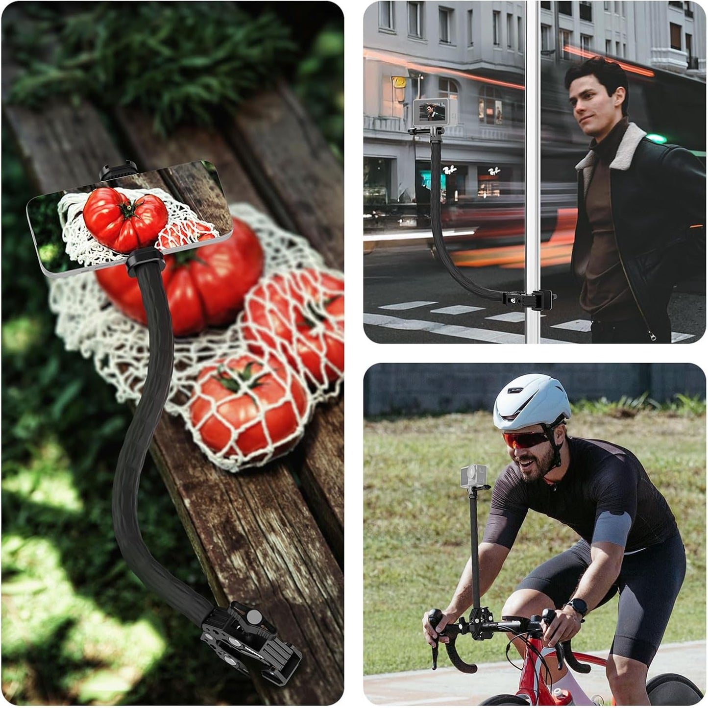 Neewer Action Camera Mount Kit with Super Clamp, Soft Tube, Adapter, Phone Holder for Flat/Round Surfaces, Compatible with GoPro, Insta360, DJI Action Camera, Smartphone