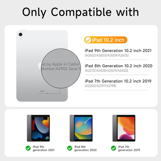 HOU Combo Keyboard Case for iPad 9th Generation (10.2", 2021)/8th Gen/7th Gen/iPad Air 3/Pro 10.5 2017 Multi-Touch Trackpad,7 Color Backlight,Rotatable & Detachable,Portrait/Landscape Modes,White