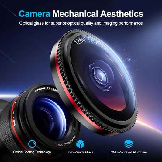 X-it 2 Pack Camera Lens Protector, Shatterproof Anti-Scratch Ultra HD Camera Protector, Anti-Glare Tempered Glass Lens Protector for iPhone 16 Pro Max/16Pro/15 Pro Max/15Pro/14 Pro Max/14Pro,Black Red