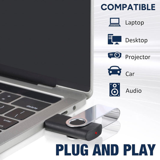 5 Pack 64GB USB Flash Drive with Type C Adapter and Storage Box USB 2.0 High Speed Metal Pen Drive 360° Rotatable Storage Memory Stick for Phone/Pad/PC/Laptop/Android - Black(5-Pack 64GB)