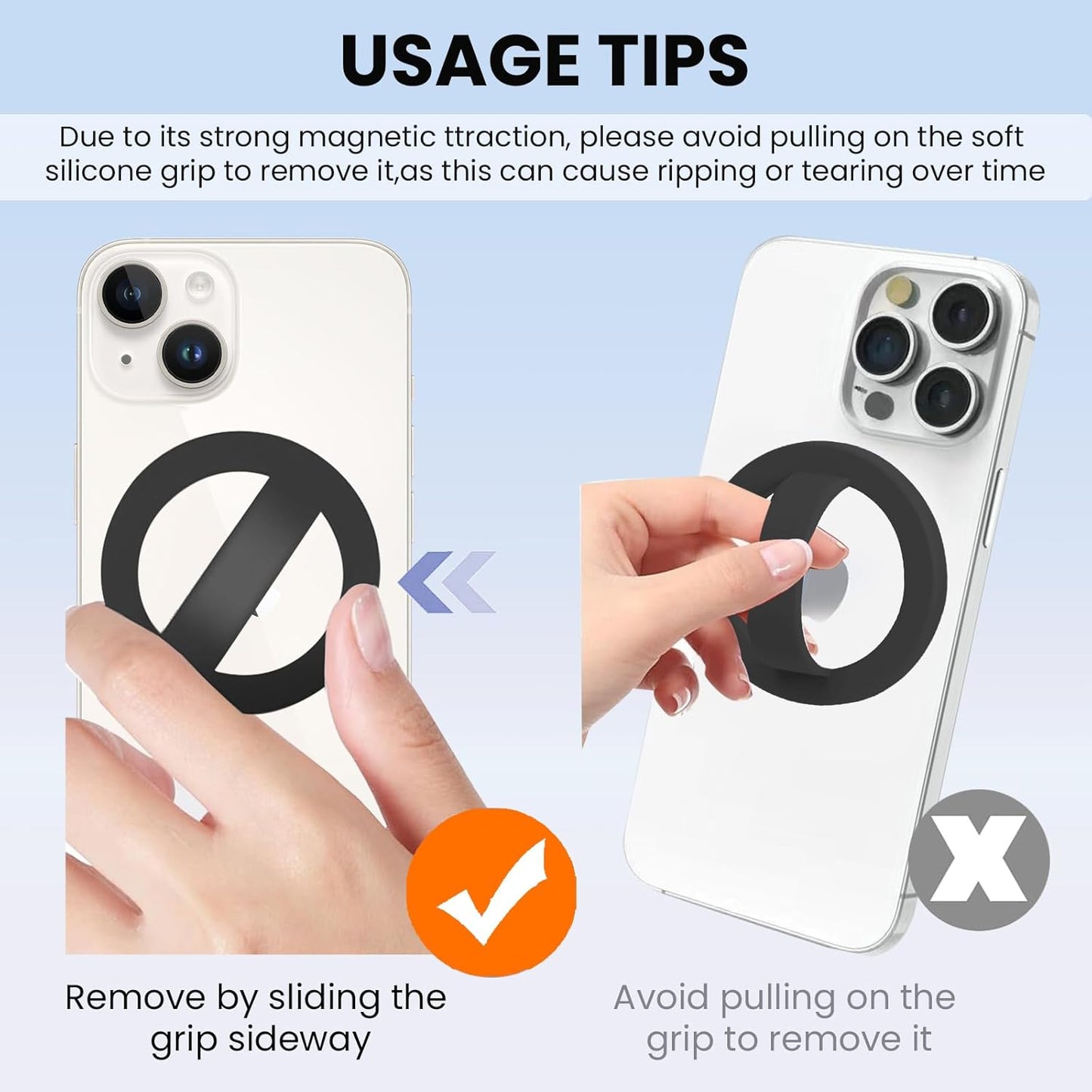 Magnetic Silicone Ring Grip Phone Holder, Loop Grip Phone Holder,Magnetic Phone Loop,Magsafe Phone Grip,Compatible with Magsafe for iPhone 16/15/14/13/12 Series (Black)