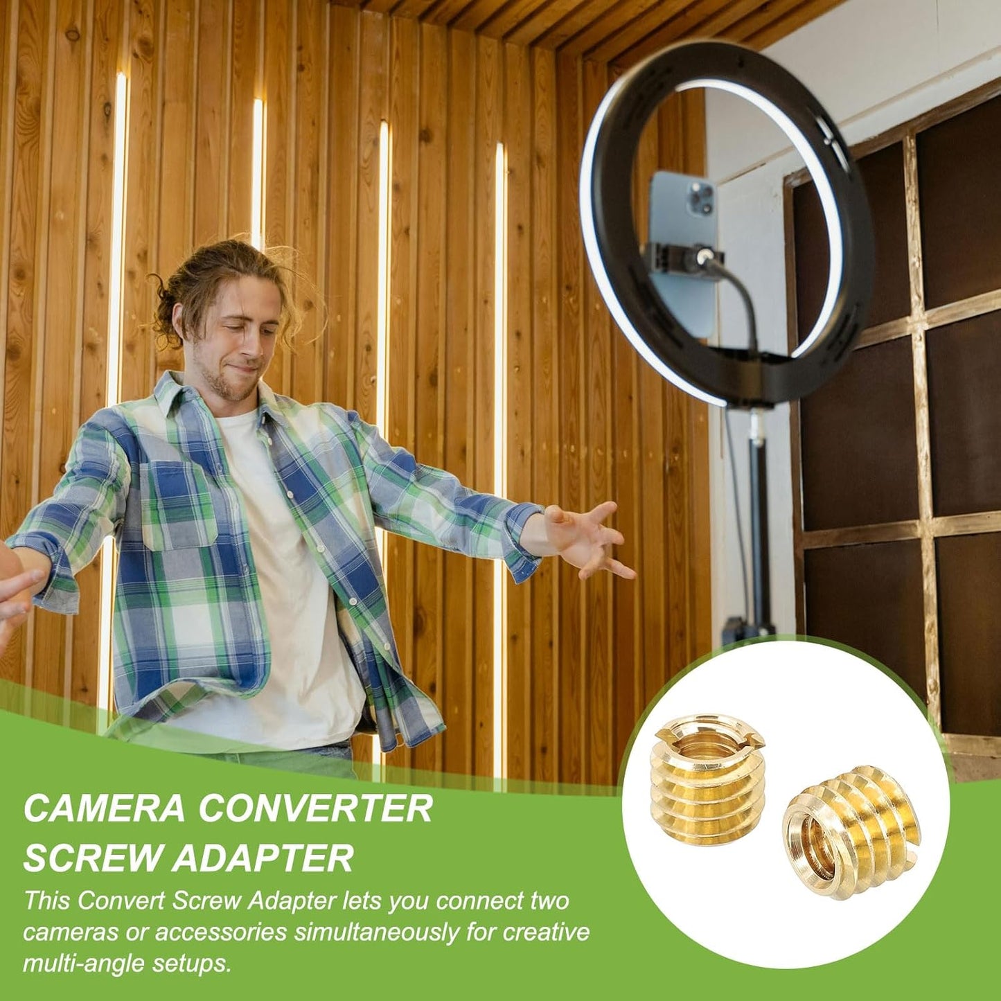 PATIKIL 1/4" Female to 3/8" Male Convert Screws Adapter, 5 Pcs Tripod Thread Adapter Mount for Camera Monopod Video DSLR SLR Mic Stand, Gold