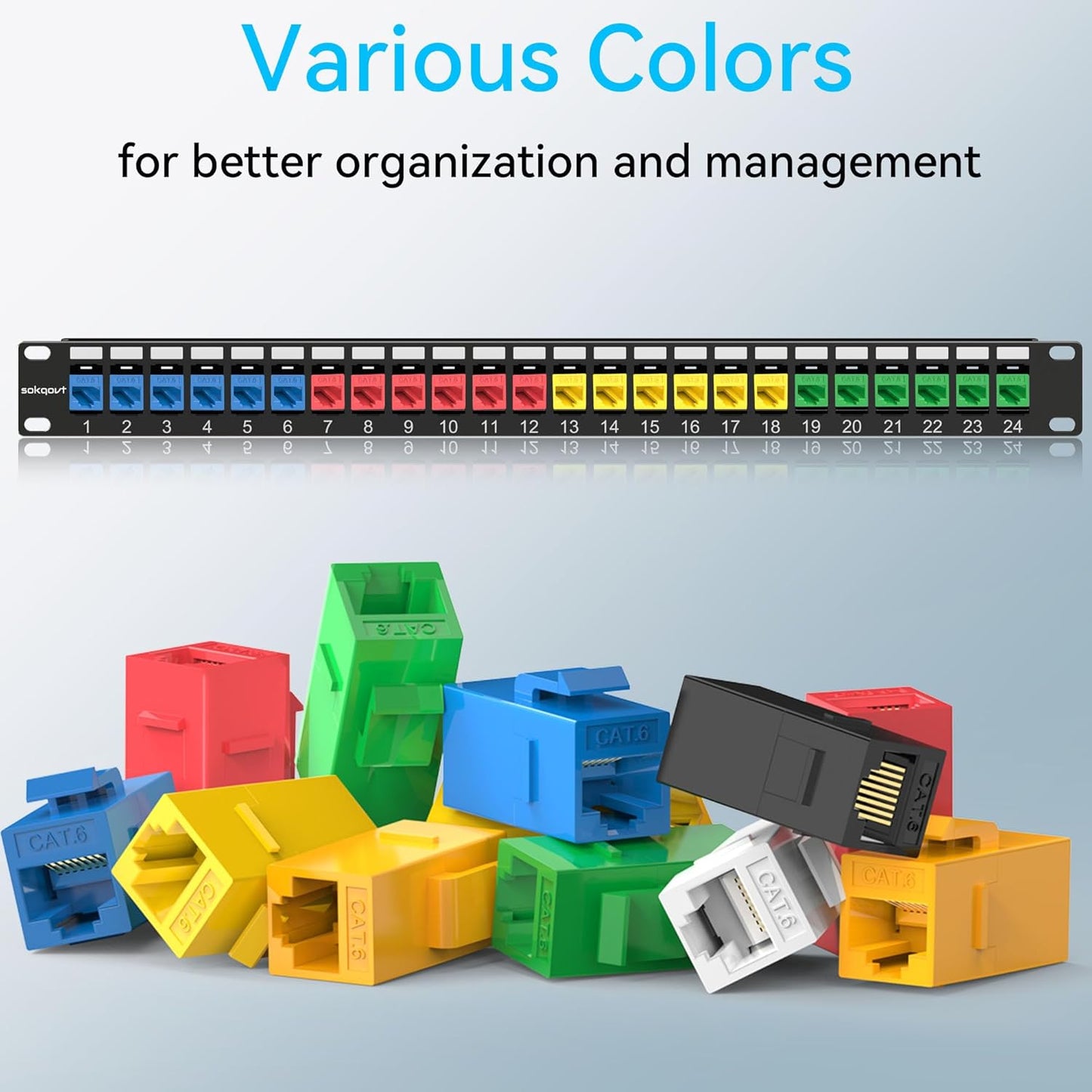 CAT6 RJ45 Keystone Coupler (24 Pack), Cat6 Keystone Jack Female to Female, Cat 6 Inline Keystone Jacks for Wall Plate & Patch Panel, RJ45 Ethernet Coupler White