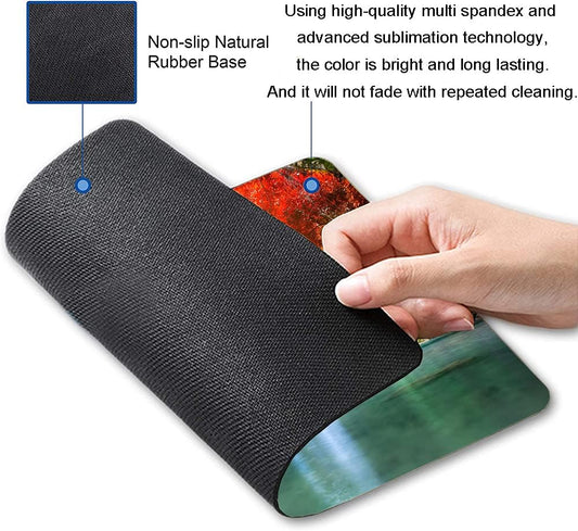 Mouse Pad, Natural Landscape Mouse Mad, Square Waterproof Mouse Pad Non-Slip Rubber Base MousePads for Office Laptop, 9.5"x7.9"x0.12" Inch(Waterfall in Autumn Forest)